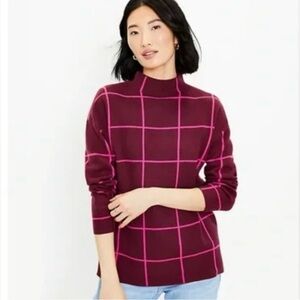 NWT Loft Women’s Mock Neck Block Pattern Knit Acrylic Tunic Sweater Size S